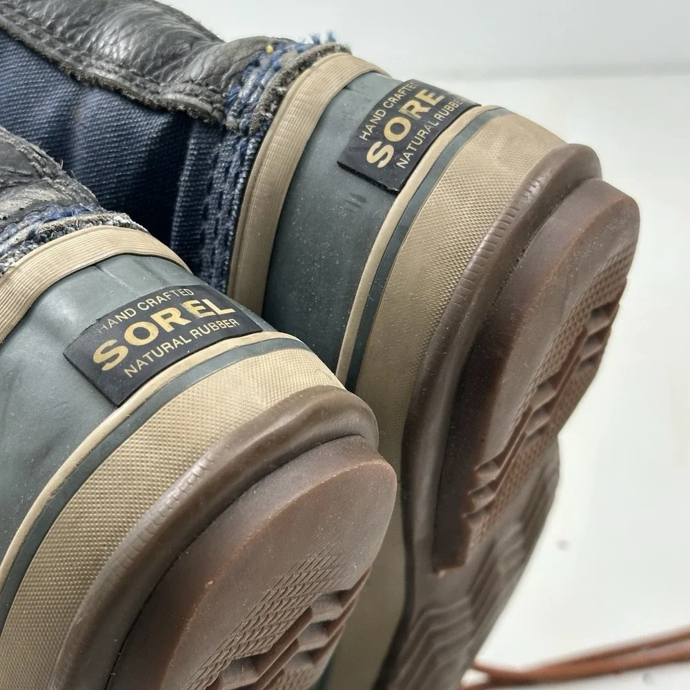 Sorel 1964 Premium T Lined Boots Men 8 Navy Blue Canvas‎ Waterproof Nm1560 464